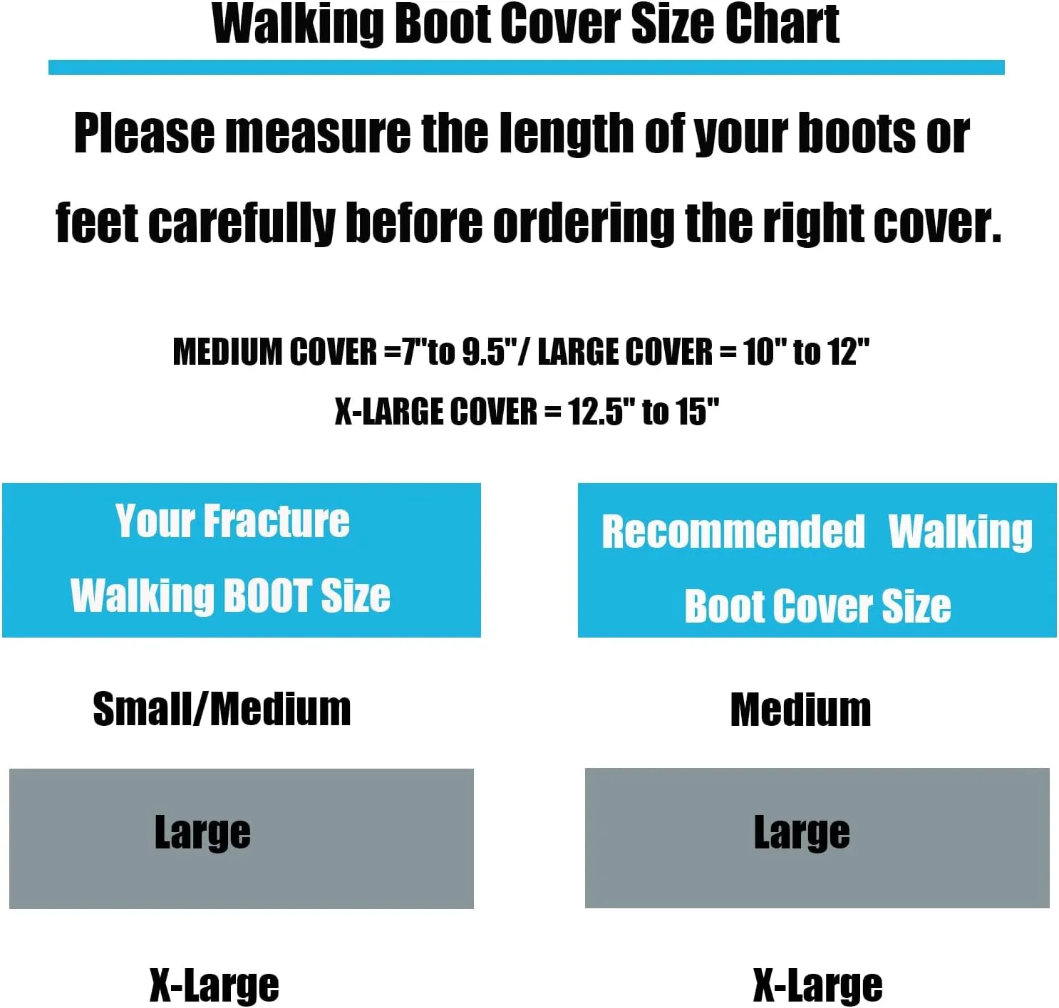 2 pcs Air Cam Walking Boot Covers, Fracture Medical Cast Boots Shoe Covers for Broken Foot Ankle Recovery With Waterproof Anti-slip and Washable (Medium)