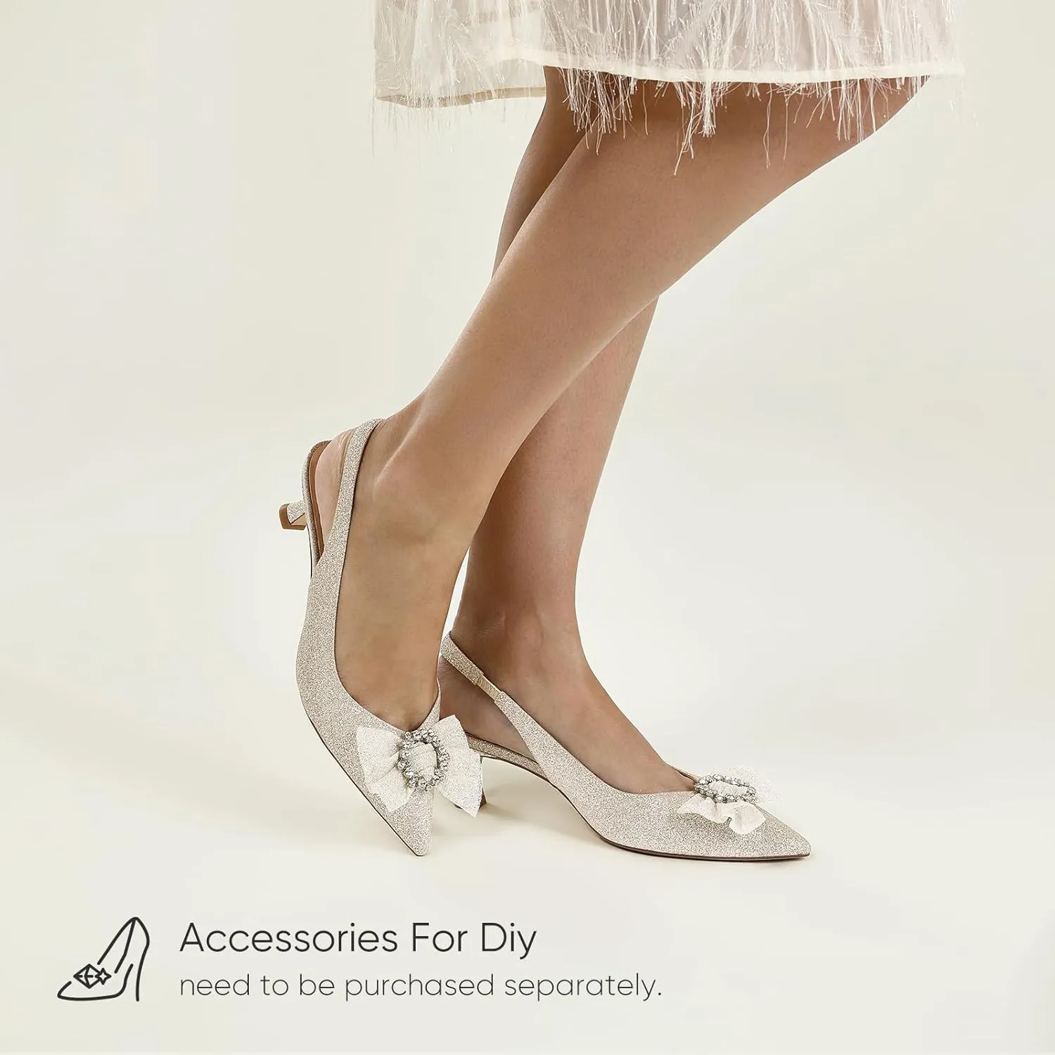7or9 Women's Sandals Pointed Toe Slingback Kitten Heels Flared 2 Inch Low Pumps Dressy Wedding Air-Touch Foam Shoes - Black, White, Nude, Sparkly