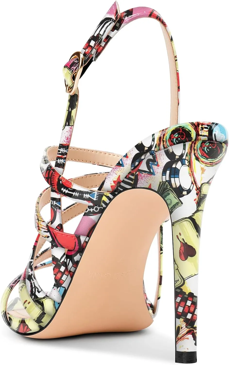 Aachcol Womens Open Toe Strappy High Heels Slingback Stiletto Heel Sandals Ankle Strap Party Dress Shoes 3.9 Inches Heels