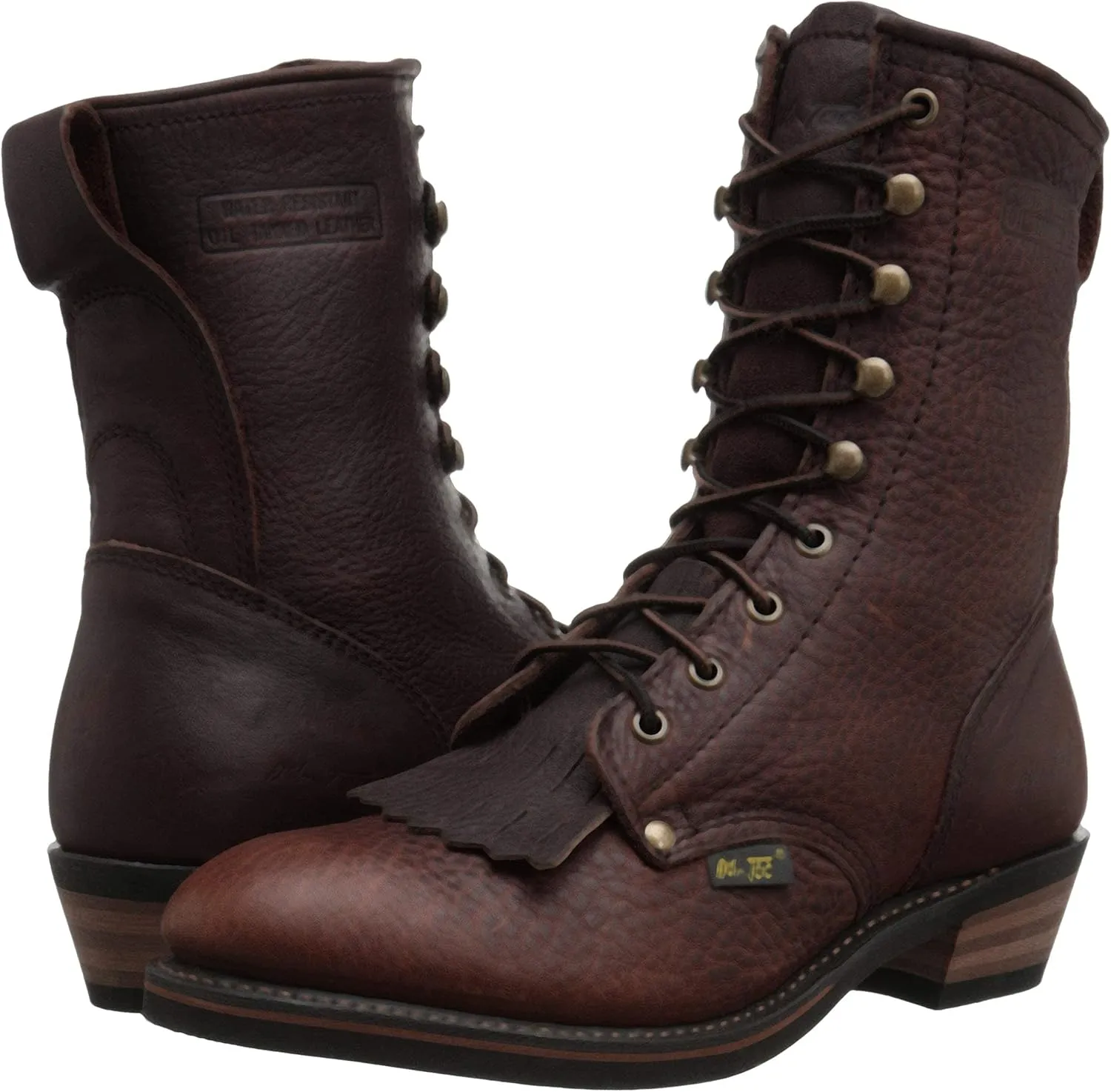 Ad Tec Men's 9" Packer Tumbled Leather Lacer Work Boots for Men, Chestnut - Plain Soft Toe, Moderate Mens Hiking Boots