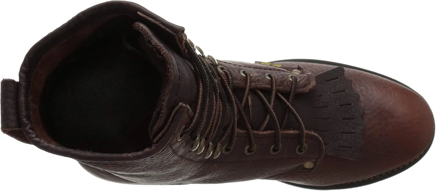 Ad Tec Men's 9" Packer Tumbled Leather Lacer Work Boots for Men, Chestnut - Plain Soft Toe, Moderate Mens Hiking Boots