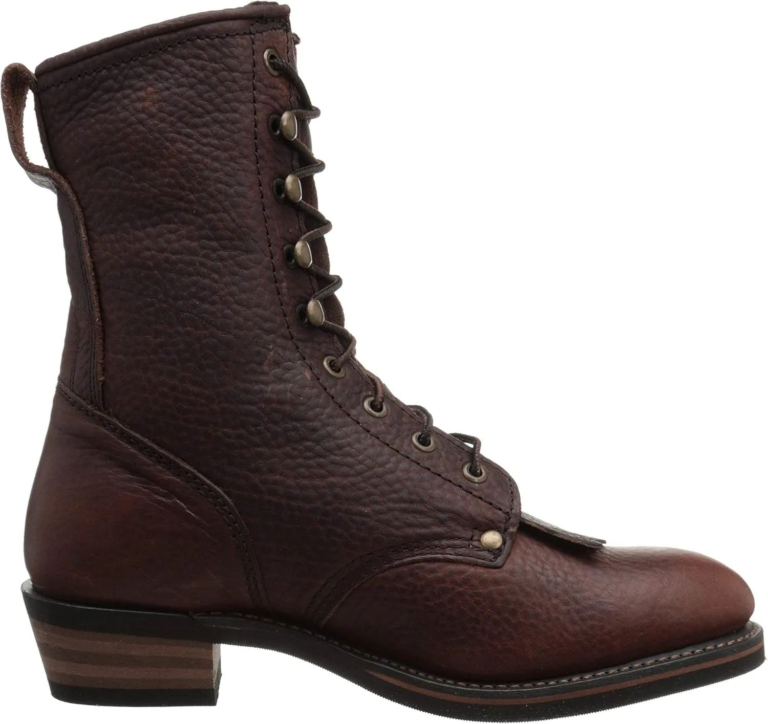 Ad Tec Men's 9" Packer Tumbled Leather Lacer Work Boots for Men, Chestnut - Plain Soft Toe, Moderate Mens Hiking Boots