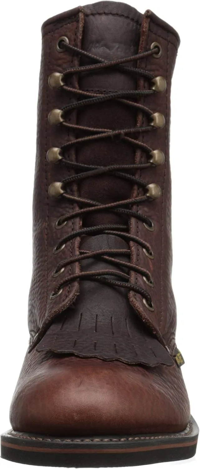 Ad Tec Men's 9" Packer Tumbled Leather Lacer Work Boots for Men, Chestnut - Plain Soft Toe, Moderate Mens Hiking Boots