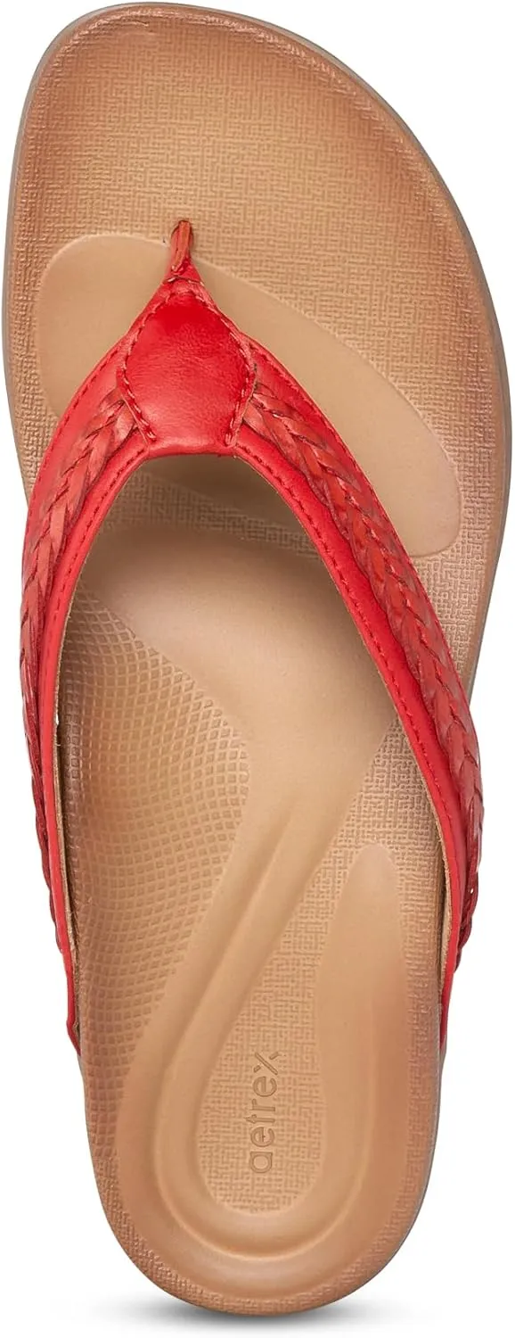 Aetrex Women's Emmy Orthopedic Braided Thong Sandals - Lightweight Orthotic Sandals with Arch Support