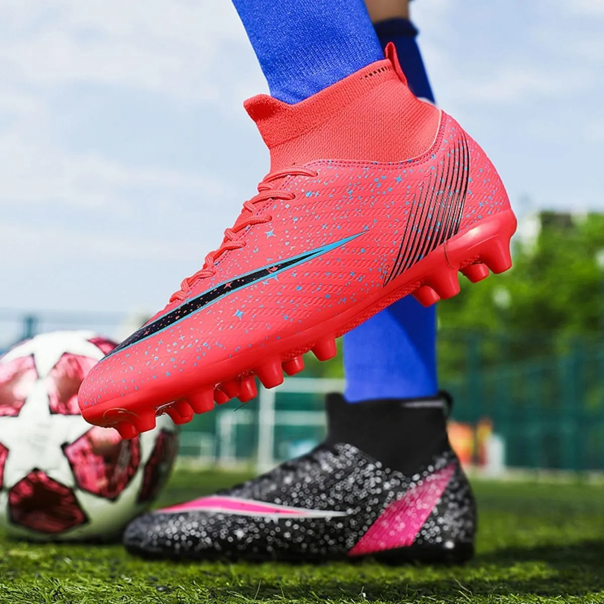 ailishabroy Mens Soccer Cleats Outdoor Spikes: Unisex Football Shoes Indoor Turf
