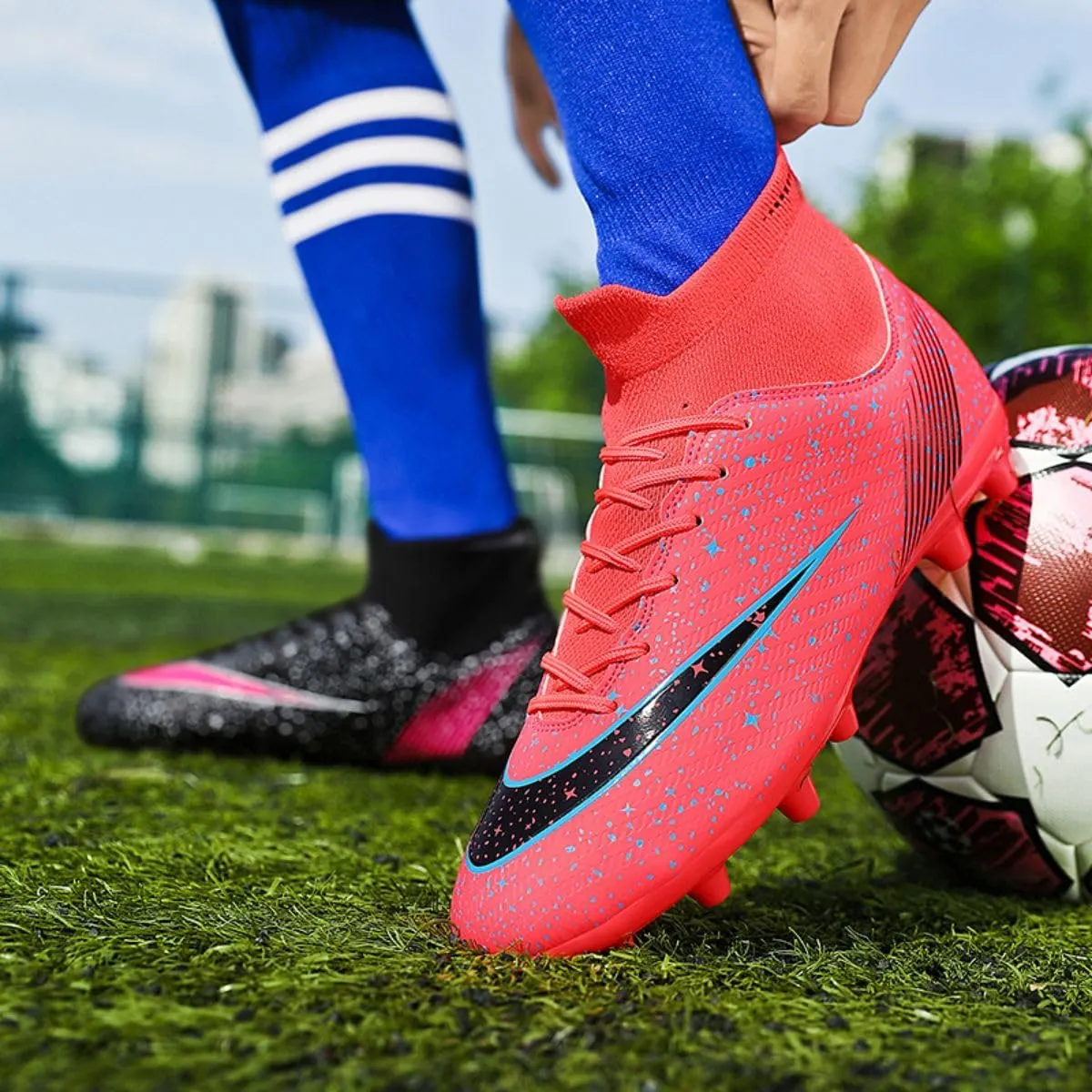 ailishabroy Mens Soccer Cleats Outdoor Spikes: Unisex Football Shoes Indoor Turf