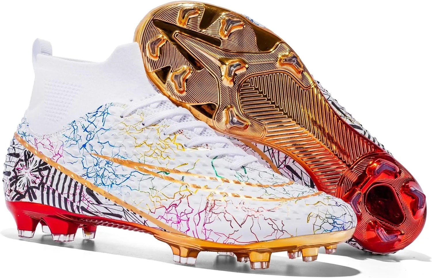 ailishabroy Mens Soccer Cleats Outdoor Spikes: Unisex Football Shoes Indoor Turf