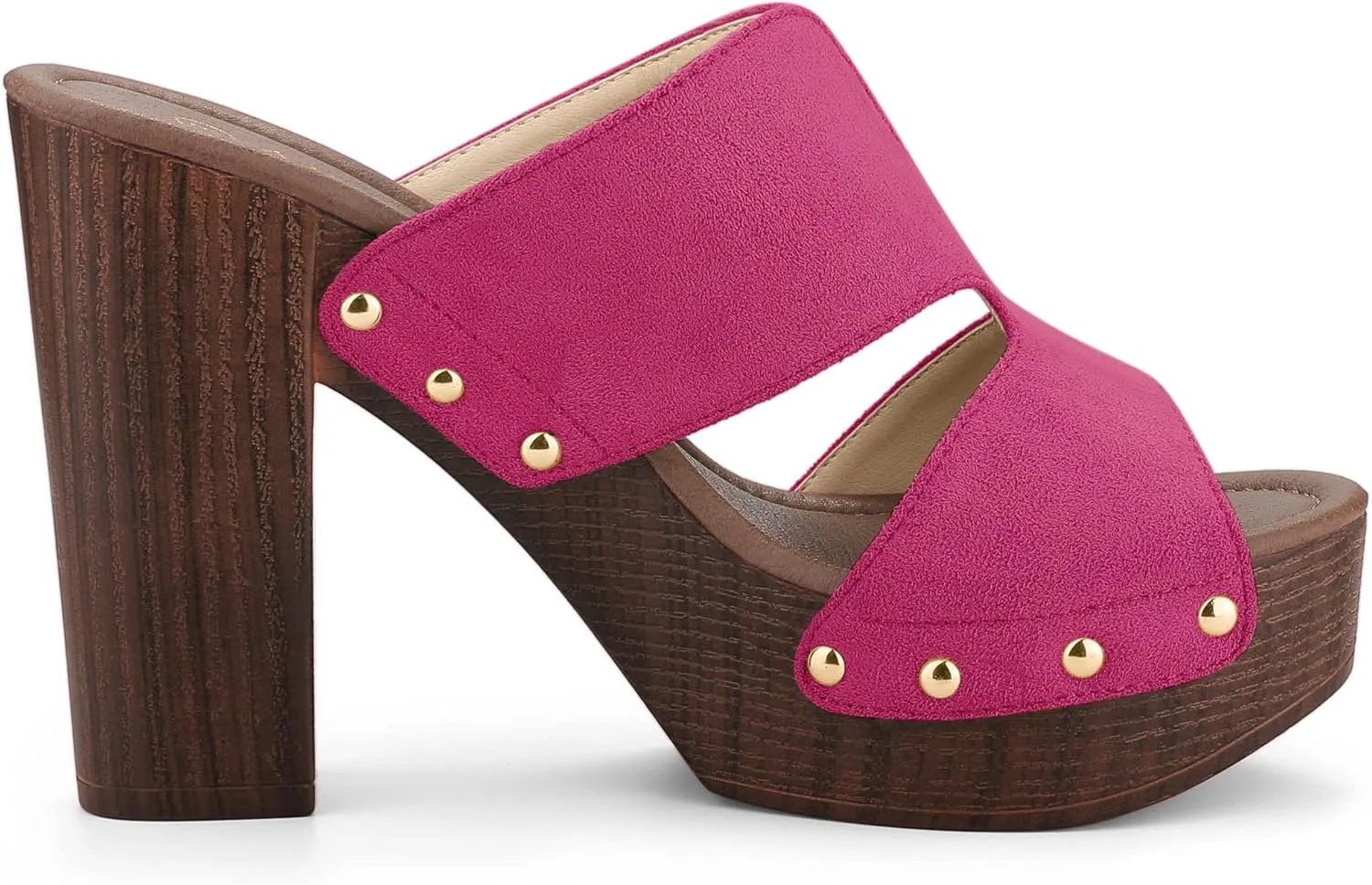 Allegra K Women's Faux Suede Platform High Block Heel Slides Sandals