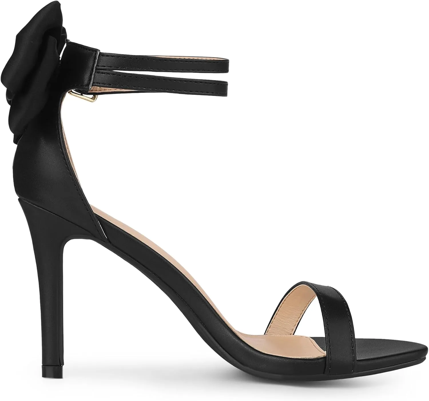 Allegra K Women's Heel with Bow Back Open Toe Stilettos Heels Sandals