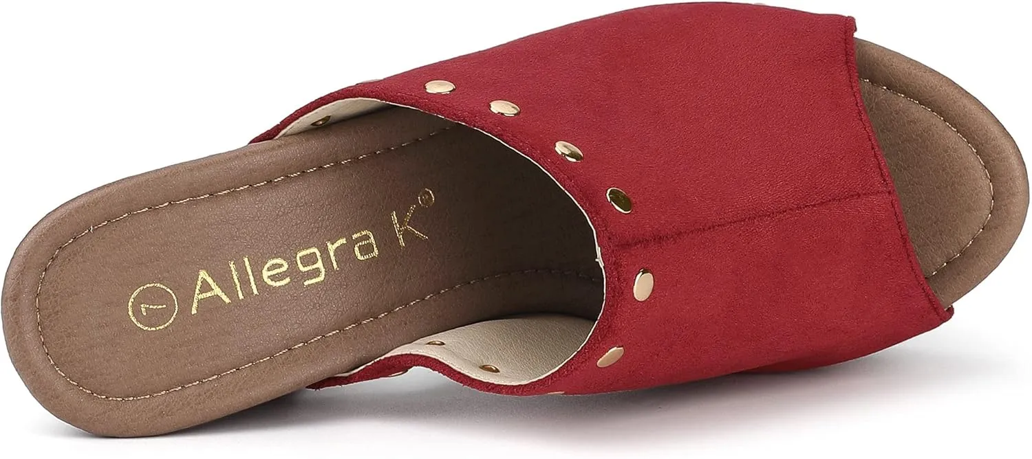 Allegra K Women's Open Toe Platform Block Heel Slides Sandals