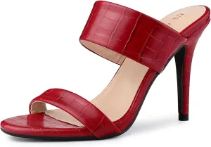 Allegra K Women's Open Toe Stiletto Heel Slide Sandals