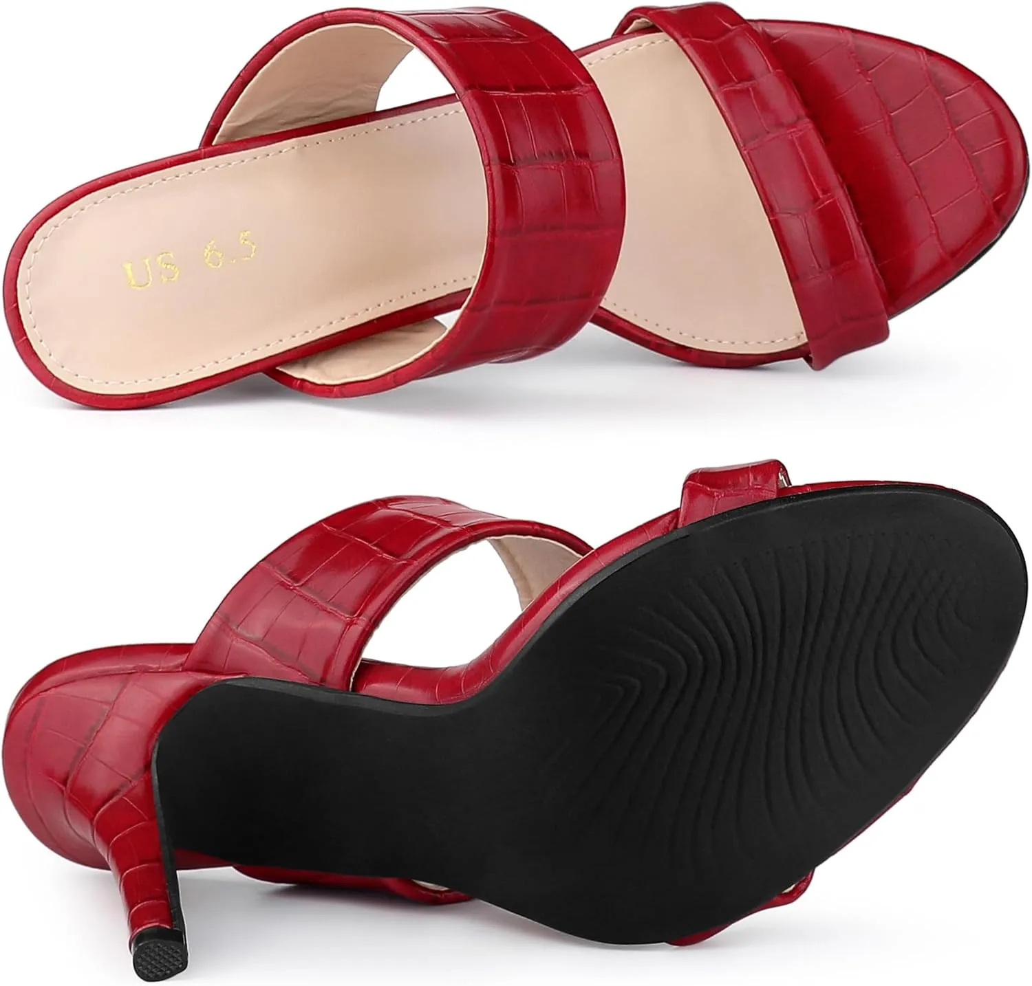 Allegra K Women's Open Toe Stiletto Heel Slide Sandals