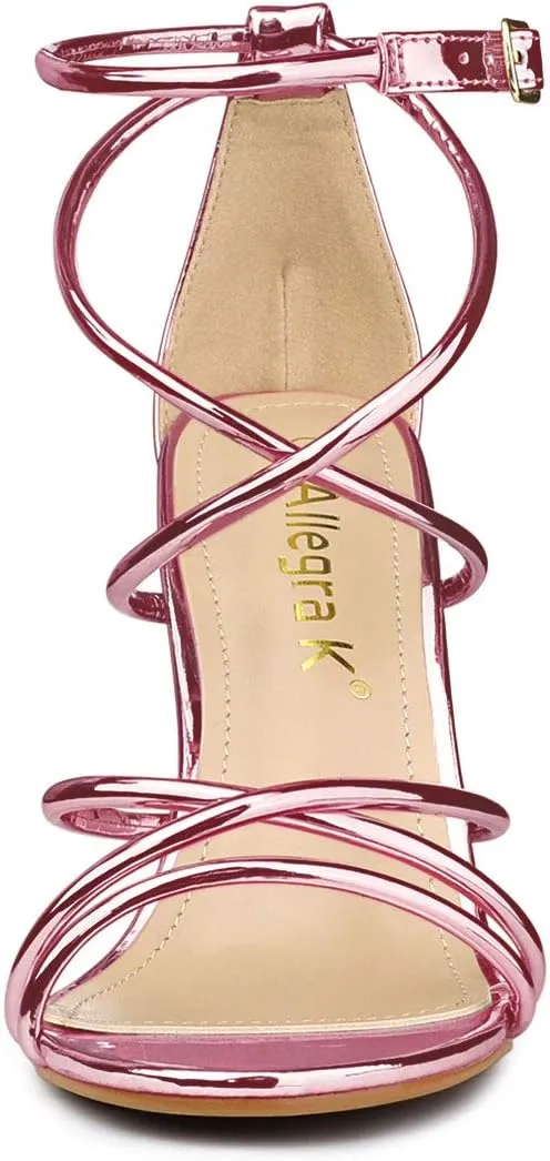 Allegra K Women's Open Toe Strappy Straps Stiletto Heel Sandals