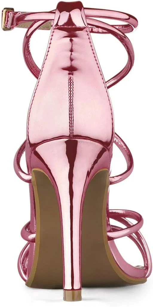 Allegra K Women's Open Toe Strappy Straps Stiletto Heel Sandals