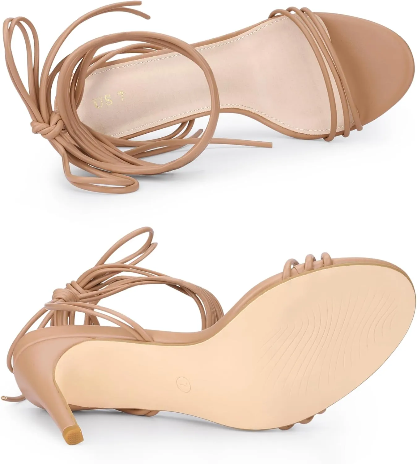 Allegra K Women's Strappy Lace Up Slingback Open Toe Stiletto Heel Sandals