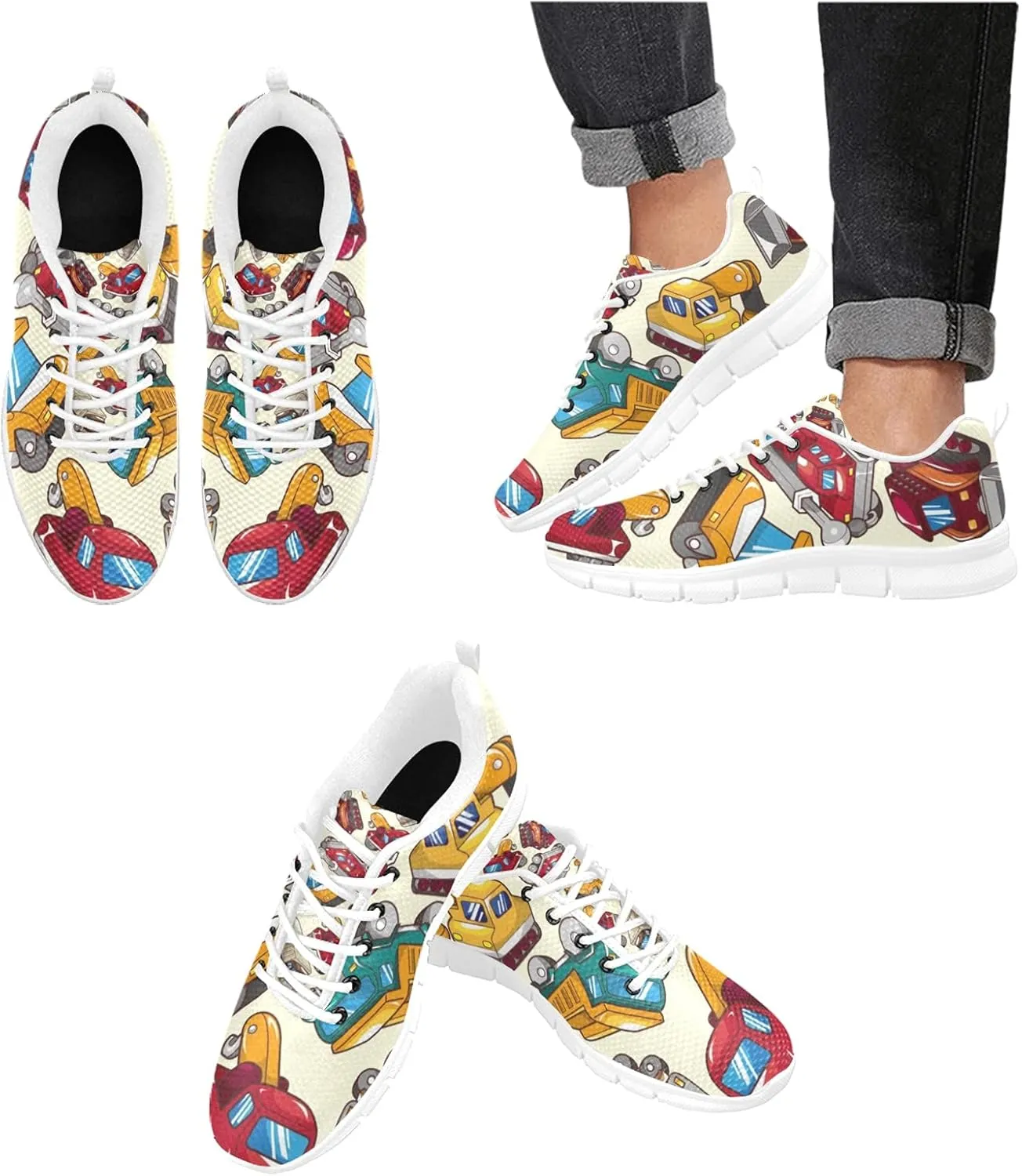 ANANGTEE Cartoon Energy Electricity Womens Sneakers Fashion Casual Comfortable Lightweight Breathable Arch Support Slip On Non-Slip Tennis Shoes Walking Shoes