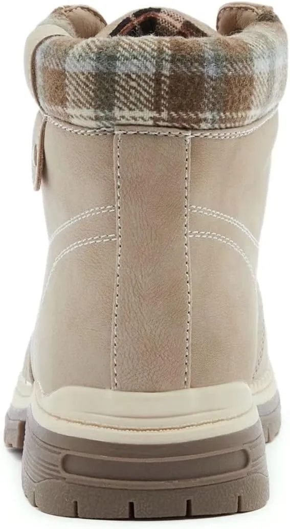 ANJOUFEMME Casual Winter Hiking Boots For Women - Womens Outdoor Snow Ankle Boots Waterproof Lightweight Lace up Fur Lined Walking Hiking Shoes