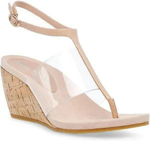Anne Klein Womens Ikari Patent Thong Wedge Sandals
