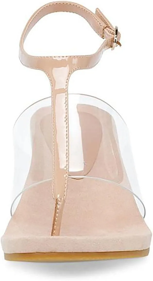 Anne Klein Womens Ikari Patent Thong Wedge Sandals