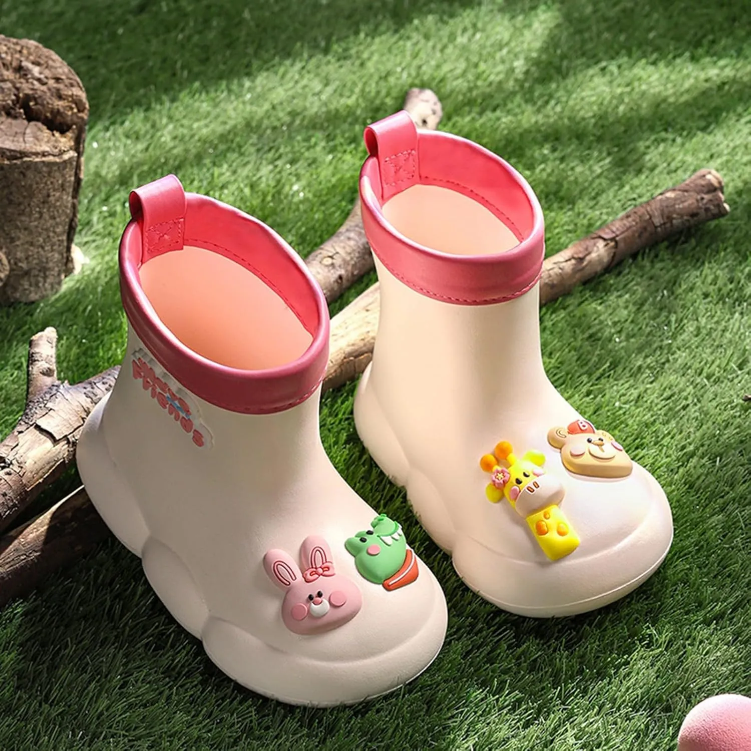 𝗖artoon Bear Rain Boots For Toddler Baby Boys Girls Outdoor 𝐖aterproof Shoes Soft Sole Non Slip Fashion Comfy Booties
