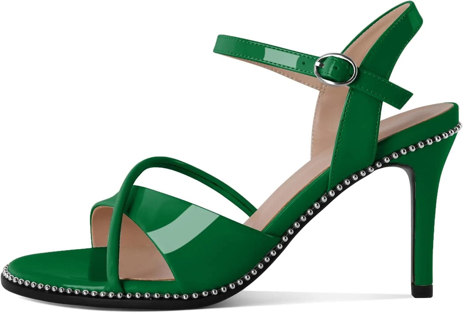 AUMOTED Women Stiletto High Heels Peep Open Toe Sandals Criss Cross Strappy Heels Wedding Office Cute Party Classic 3.1 Inch Summer Heels