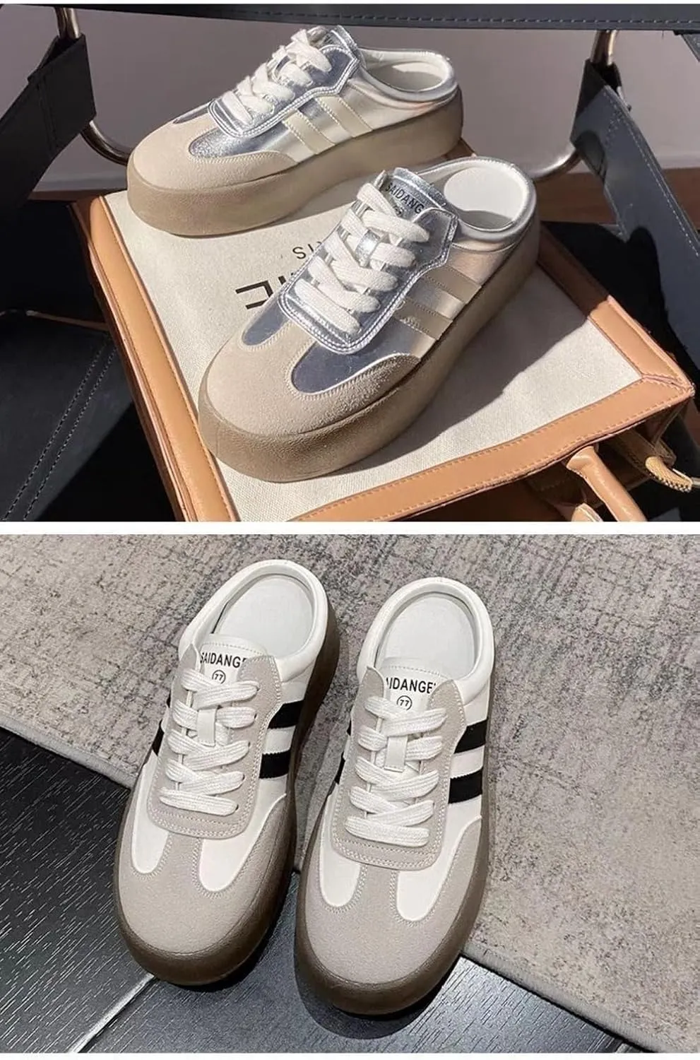 Backless Tennis Shoes for Women Wide Mule Sneakers Slip on Backless Sneakers Platform Canvas Mules Non Slip Chunky Thick Sole Lace Up Breathable Mesh Casual Walking Slides Lightweight Round Toe Girl