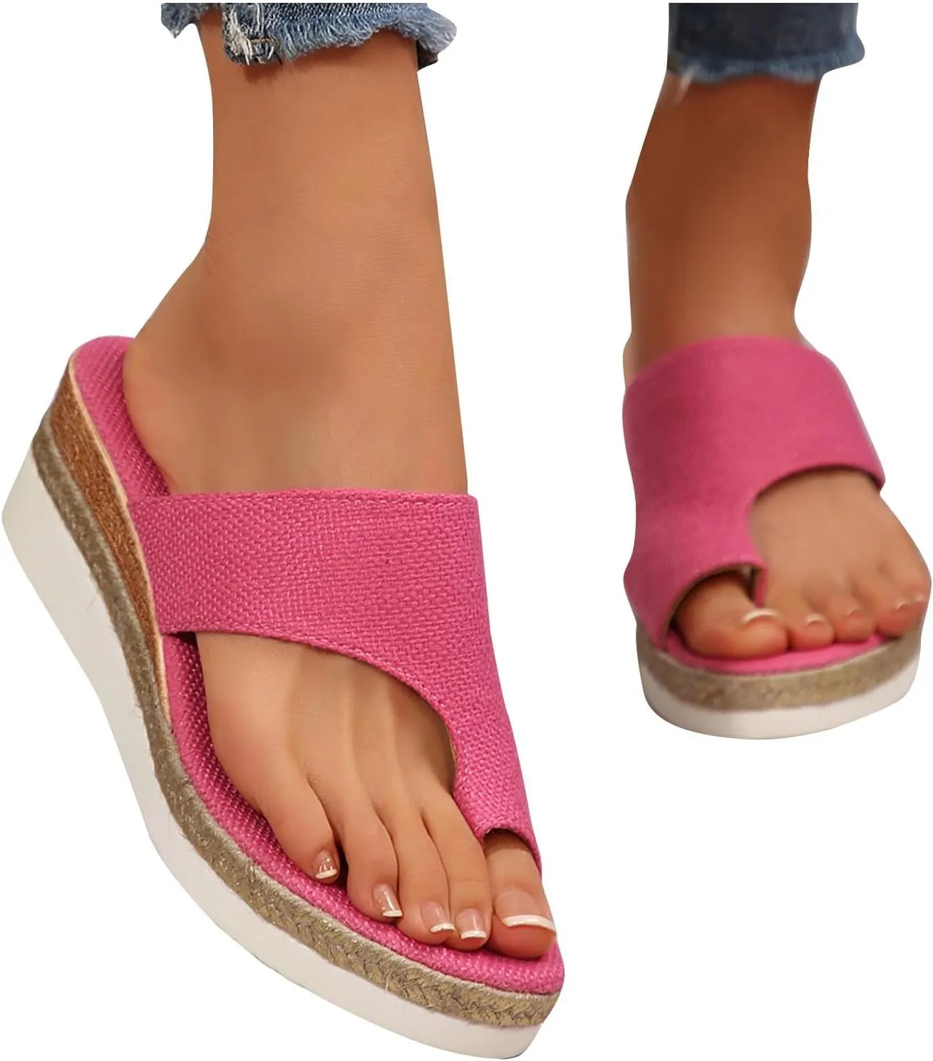 Beach Sandals for Woman Casual Summer Flip Flops Clip Toe Flat Sandal White Platform Hiking Workout Shoes