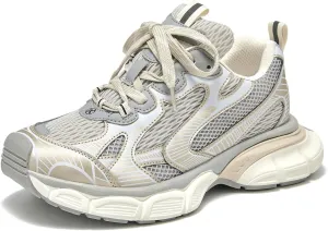 BEAU TODAY Womens Chunky Sneakers,Fashion Sneakers for Women,Lace-up Air Mesh Chunky Walking Tennis Shoes Treny Dad Sneakers