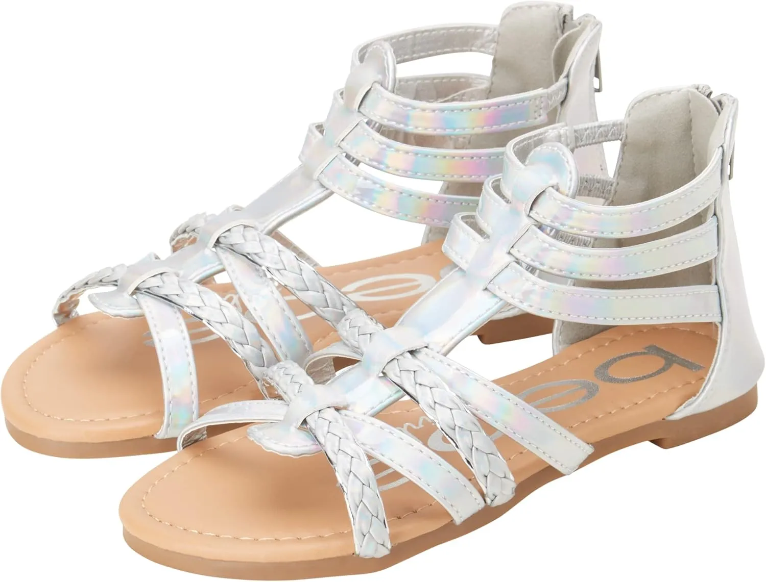 bebe Girls Sandals - Cute Open Toe Braided Strappy Gladiator Summer Sandals, Flower Girl Dress Shoes for Easter Beach Party
