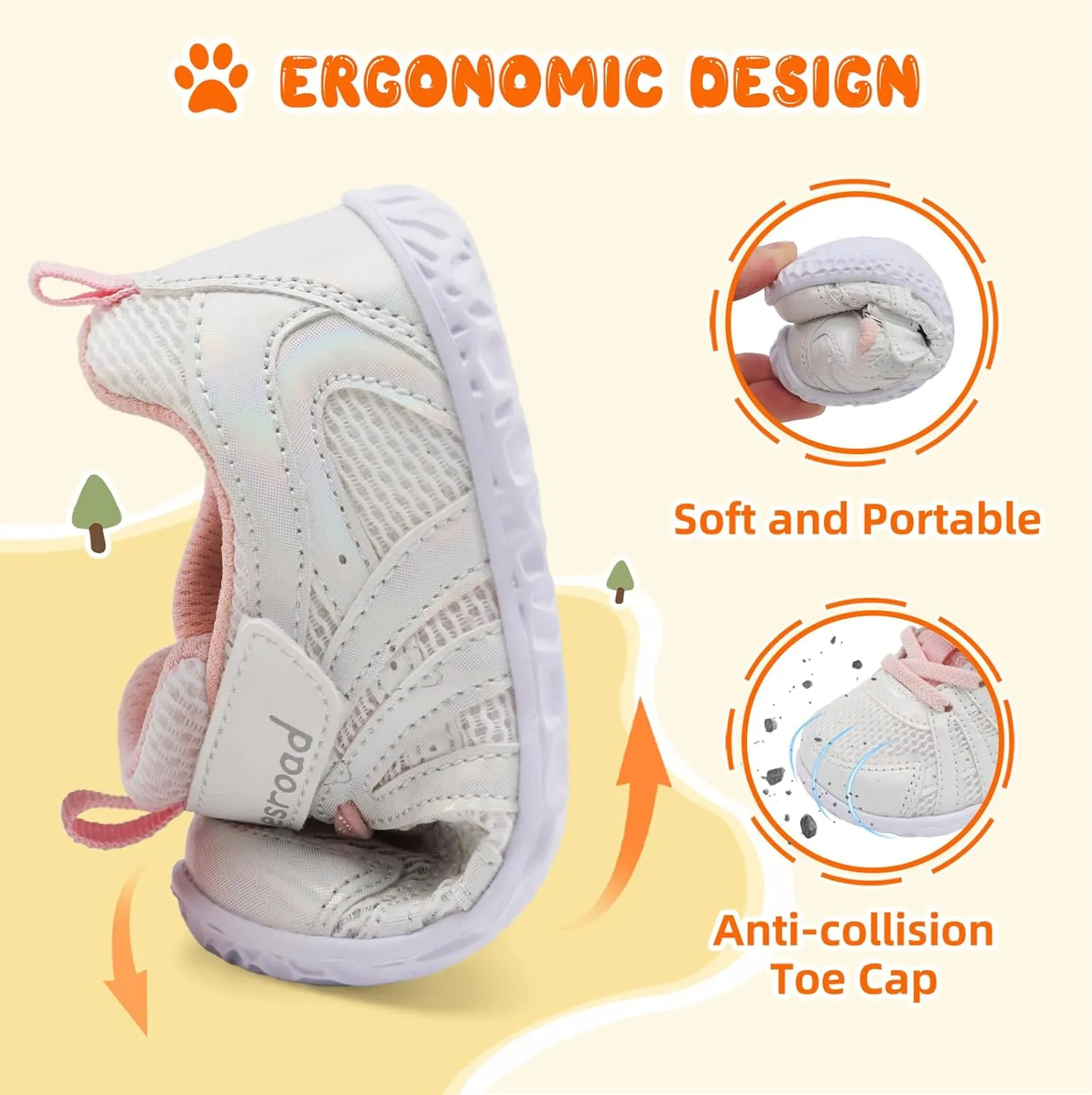 Besroad Toddler Shoes Boys Girls Barefoot Sneakers Kids Breathable Walking Shoes Lightweight Strap Non-Slip Sole Tennis Shoes