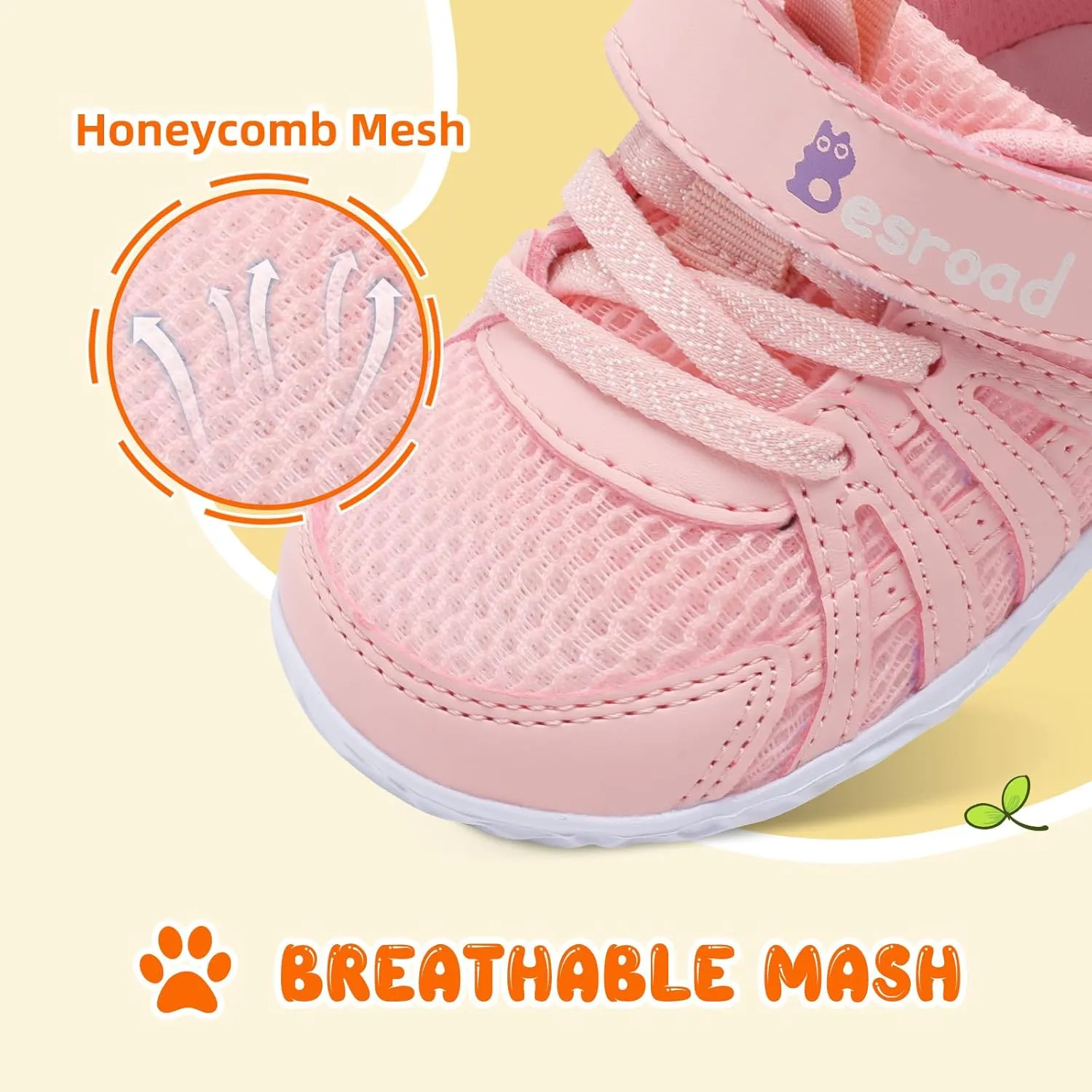 Besroad Toddler Shoes Boys Girls Barefoot Sneakers Kids Breathable Walking Shoes Lightweight Strap Non-Slip Sole Tennis Shoes