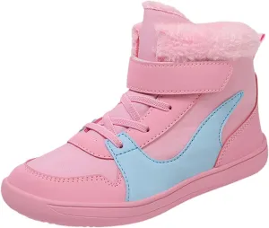 Big Kids Barefoot F𝐮r Lined Boots Boys Girls Black Running Snow Fleece Boots Fuzzy Hiking Walking Flat Shoes