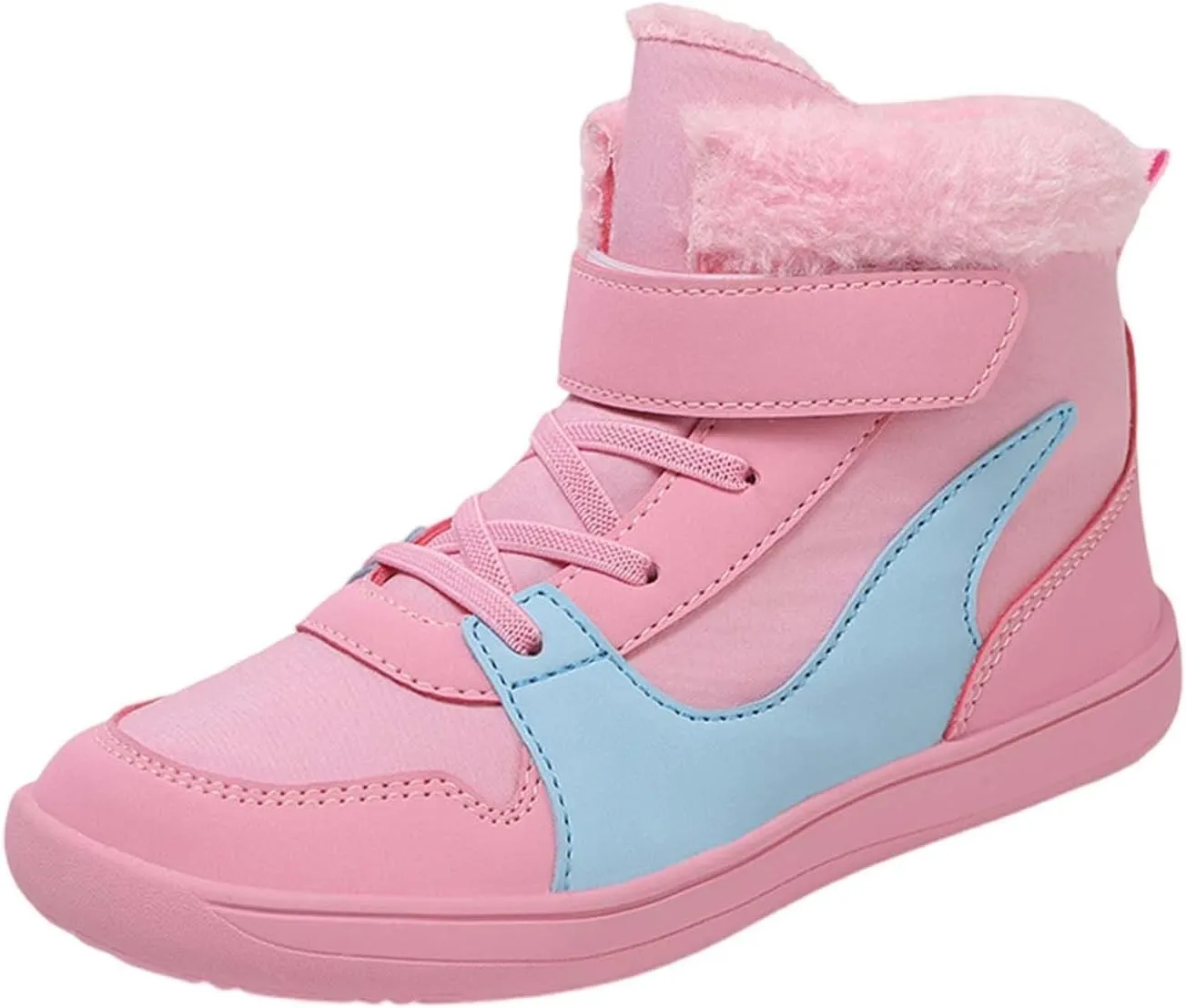 Big Kids Barefoot F𝐮r Lined Boots Boys Girls Black Running Snow Fleece Boots Fuzzy Hiking Walking Flat Shoes