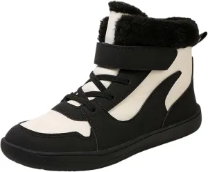 Big Kids Barefoot F𝐮r Lined Boots Boys Girls Black Running Snow Fleece Boots Fuzzy Hiking Walking Flat Shoes