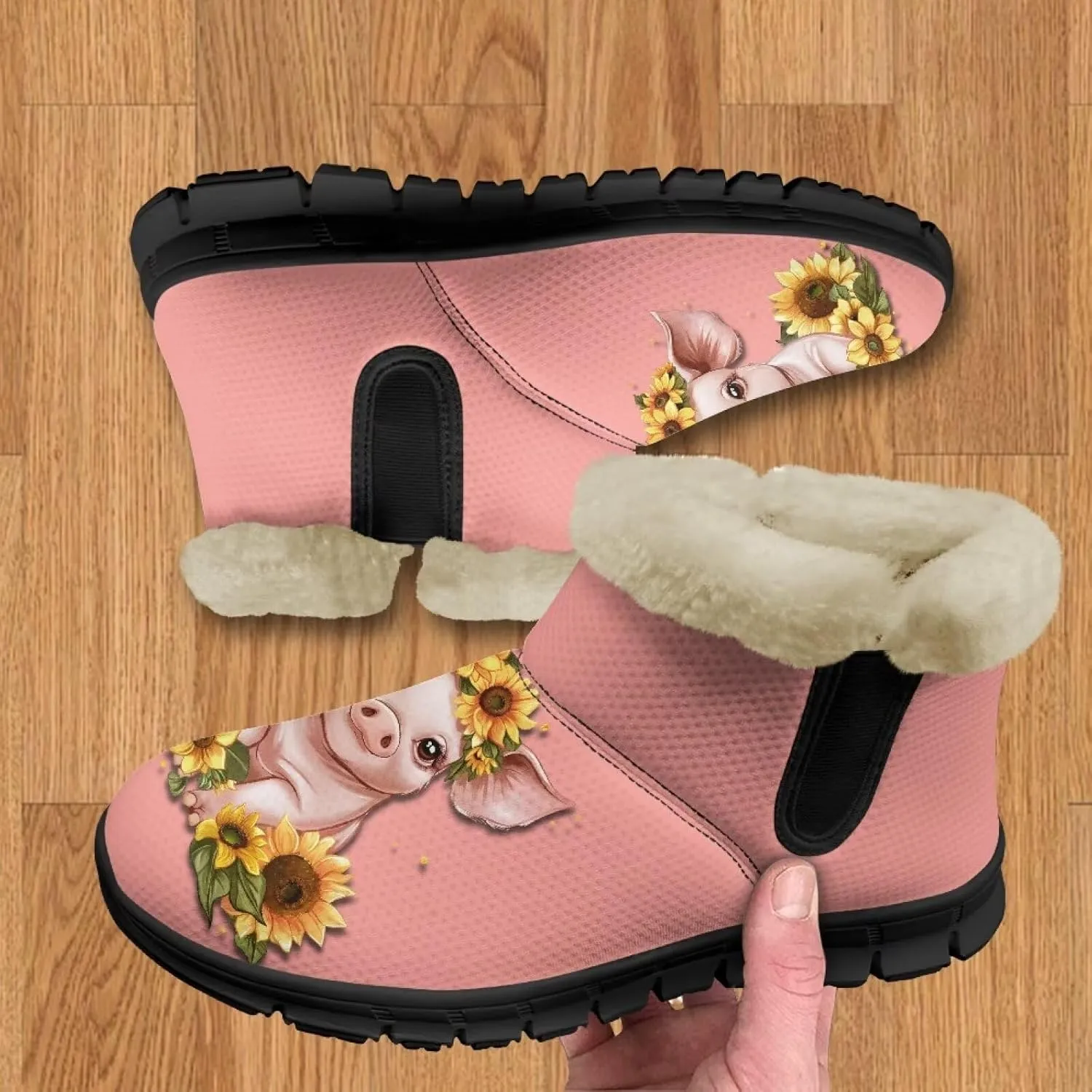 Binienty Warm Snow Boots for Women Winter Slip On Ankle Booties for Outdoor Travel