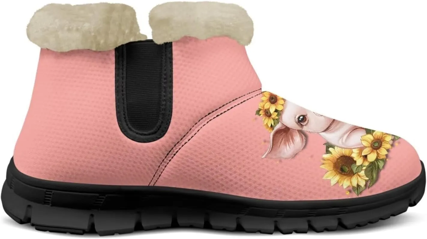 Binienty Warm Snow Boots for Women Winter Slip On Ankle Booties for Outdoor Travel