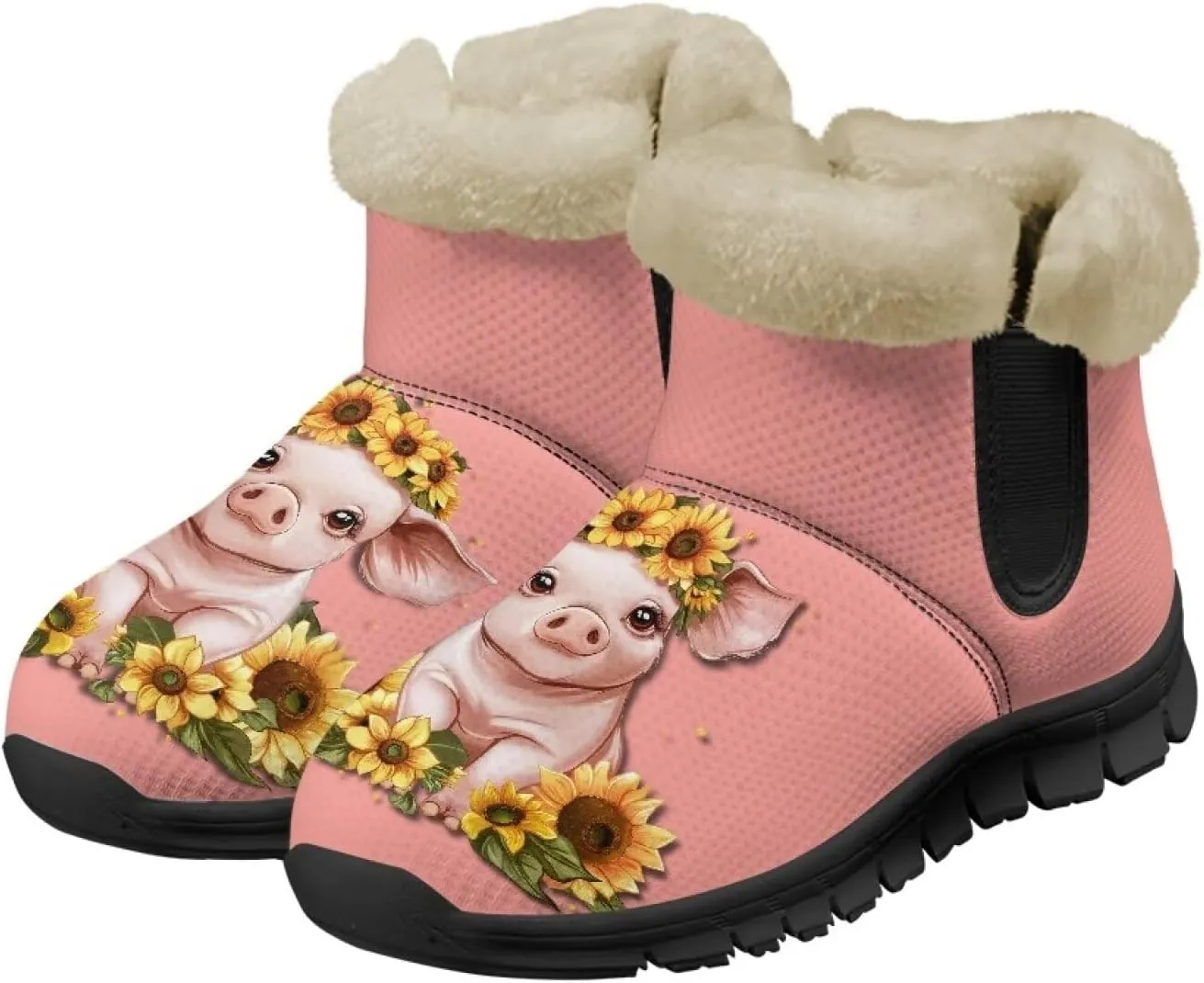Binienty Warm Snow Boots for Women Winter Slip On Ankle Booties for Outdoor Travel