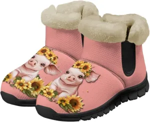 Binienty Warm Snow Boots for Women Winter Slip On Ankle Booties for Outdoor Travel