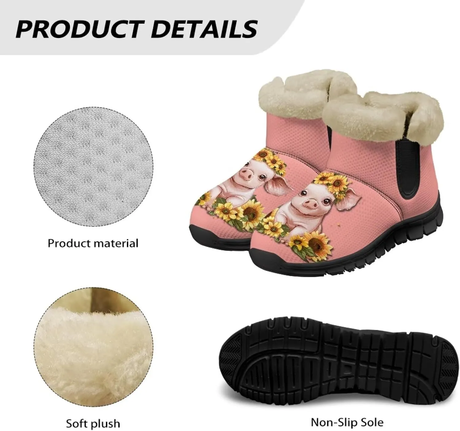 Binienty Warm Snow Boots for Women Winter Slip On Ankle Booties for Outdoor Travel