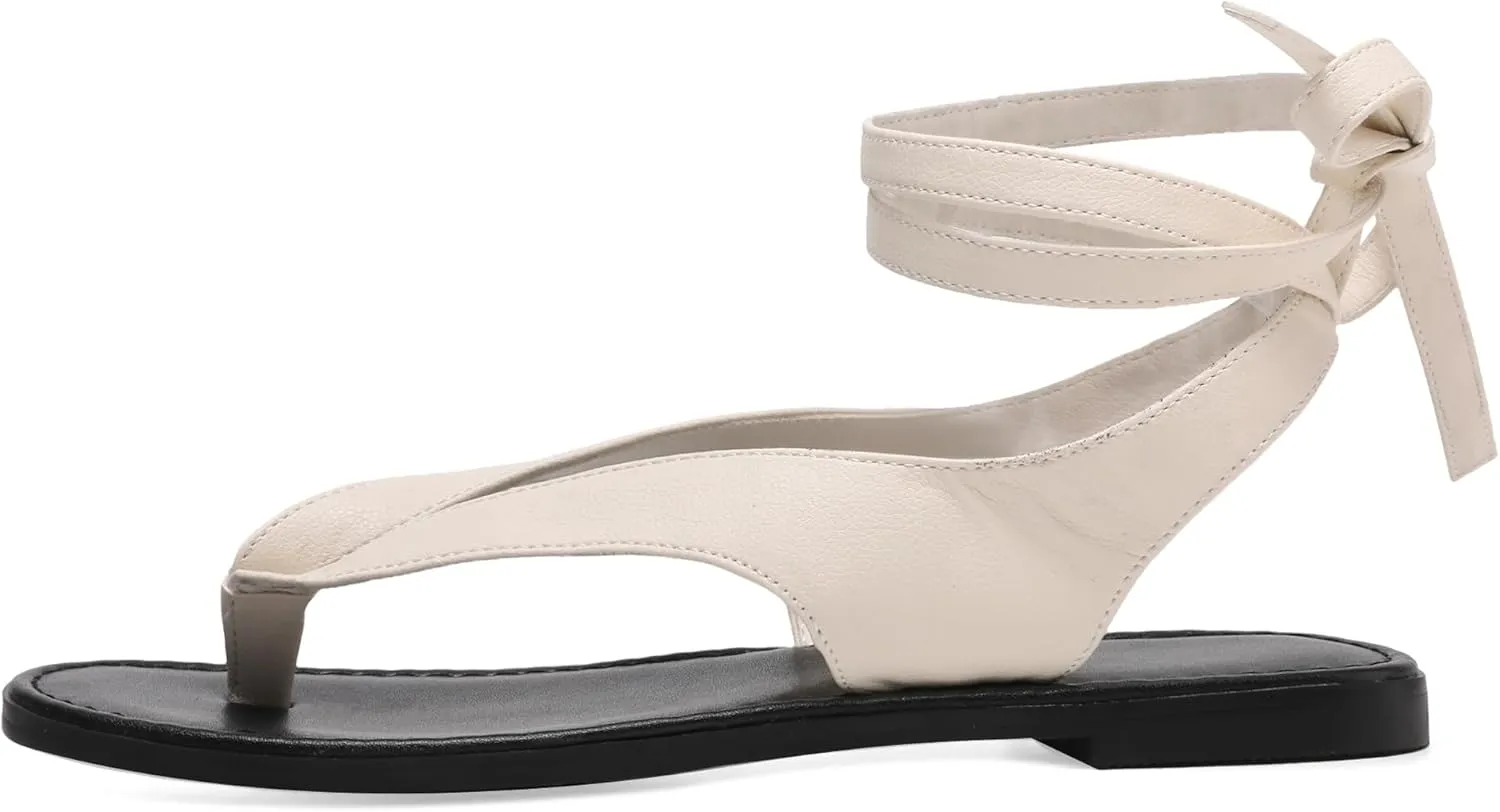 Black Ankle Strappy Thong Sandals for Women Cute Suede Flat Sandals Ladies Summer Dressy Beach Flip Flops Sandals
