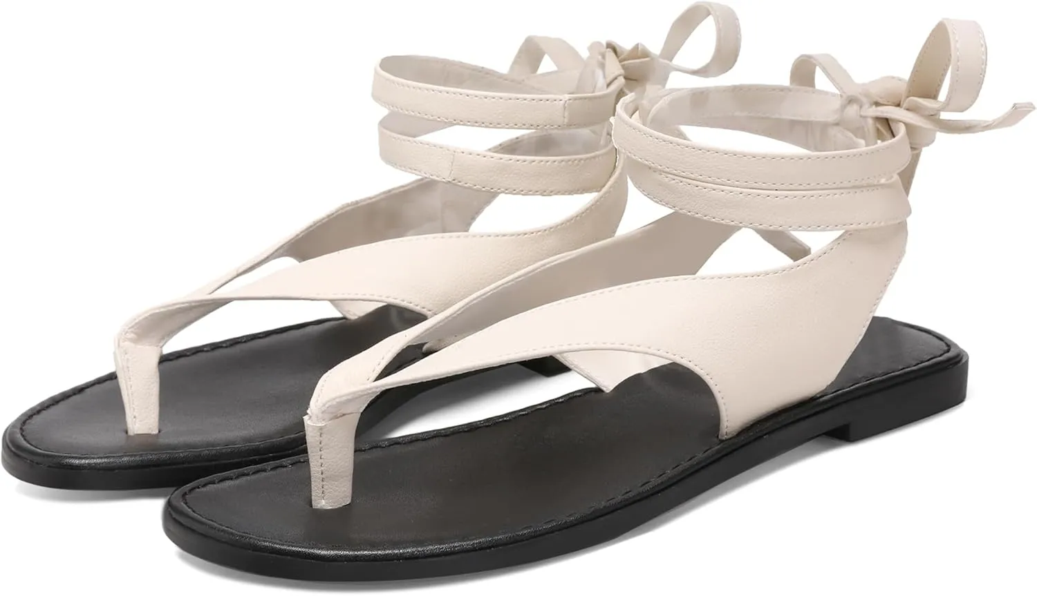 Black Ankle Strappy Thong Sandals for Women Cute Suede Flat Sandals Ladies Summer Dressy Beach Flip Flops Sandals