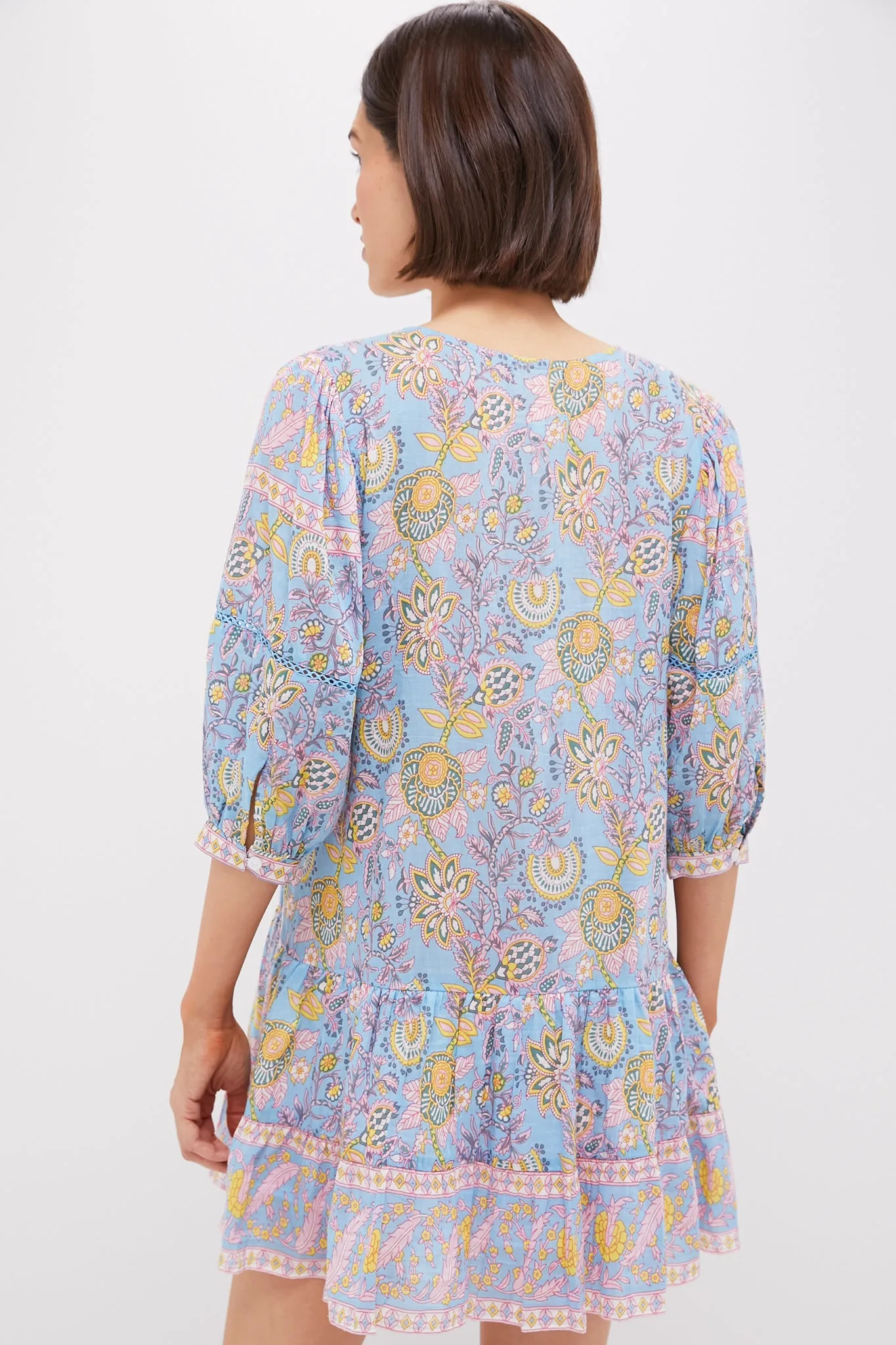 Blue Yellow Printed Zoe Mini Dress