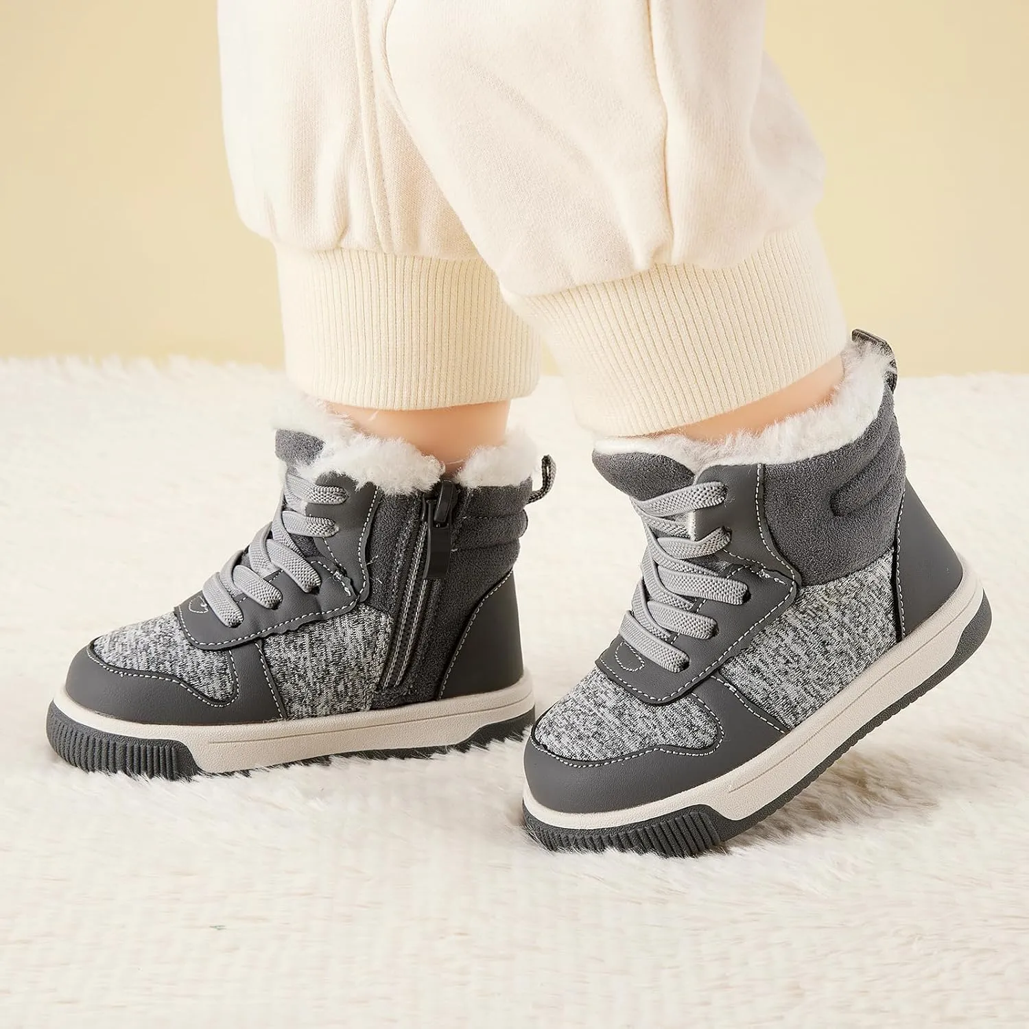 BMCiTYBM Toddler Boy Girl Snow Boots Waterproof Winter Warm Shoes Baby High Top Nonslip Lightweight Outdoor Sneakers for Cold Weather (Infant/Toddler)