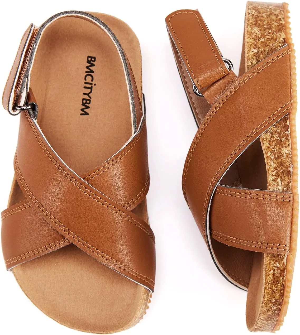 BMCiTYBM Toddler Boys Girls Sandals Open Toe Arch Support Slides Adjustable Straps Cork Footbed Slippers for Indoor Outdoor