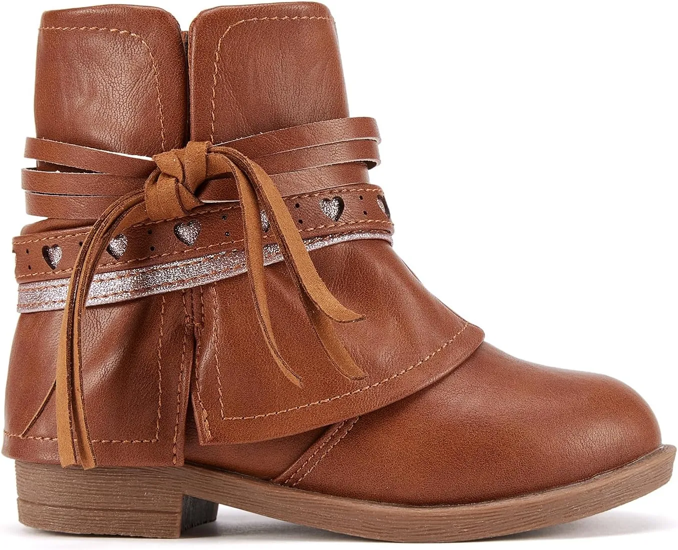 BMCiTYBM Toddler Little Girls Cowboy Cowgirl Boots Kids Pointed Toe Western Boots Mid Calf Side Zipper Riding Shoes for All Seasons (Toddler/Little Kid)