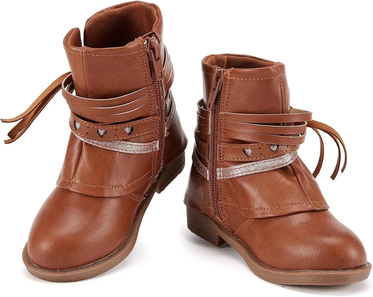 BMCiTYBM Toddler Little Girls Cowboy Cowgirl Boots Kids Pointed Toe Western Boots Mid Calf Side Zipper Riding Shoes for All Seasons (Toddler/Little Kid)