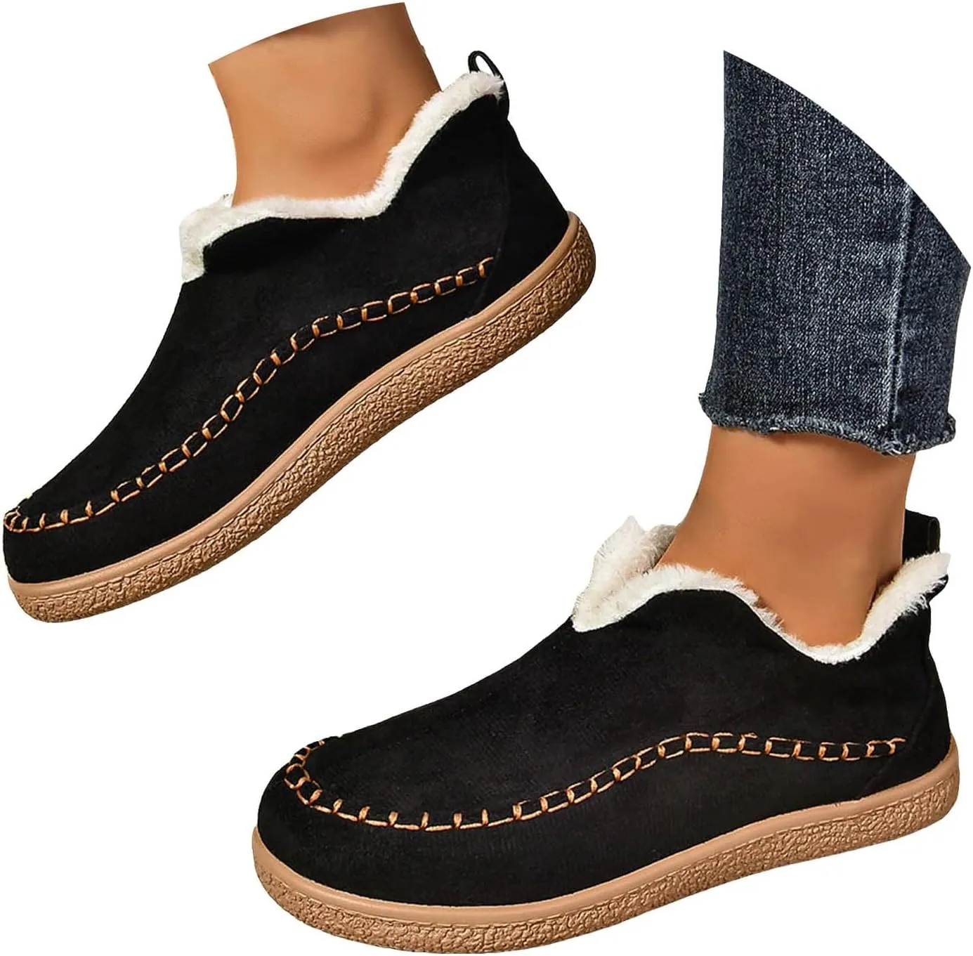 Boots for Women, Women's Ankle Bootie Moccasin Slippers Ladies Warm Winter Indoor Outdoor House Shoes With Memory Foam