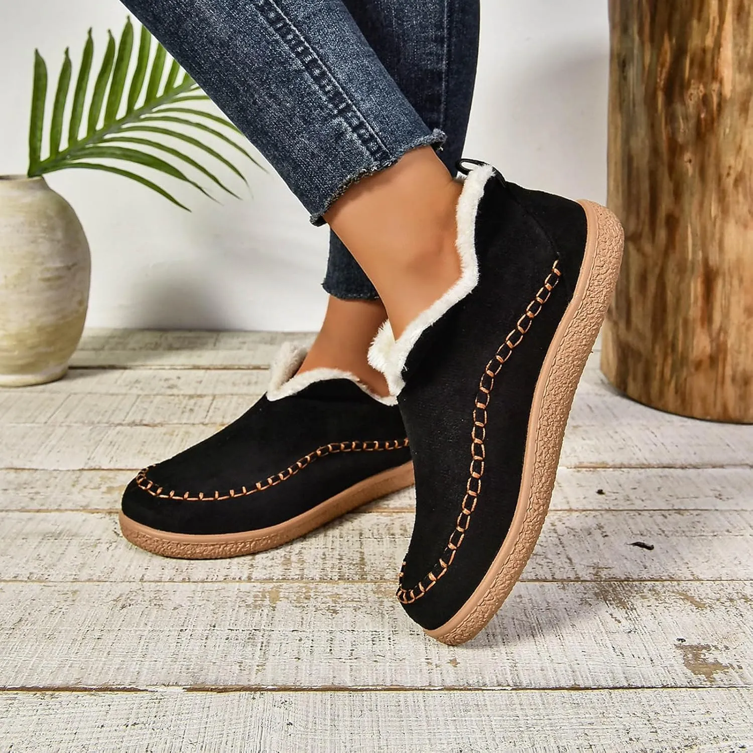 Boots for Women, Women's Ankle Bootie Moccasin Slippers Ladies Warm Winter Indoor Outdoor House Shoes With Memory Foam