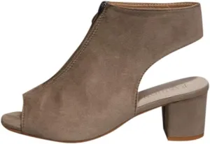 BORAMAX Womens Open Toe Heel Sandals, Fashion Cutout Side Strap Zipper Chunky Heel Sandals Slip On Ankle Backless Booties