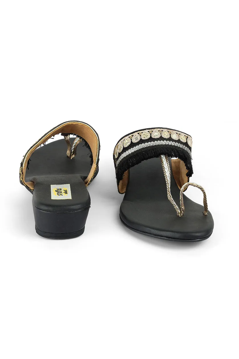 Border Tassel 1" Flats Black